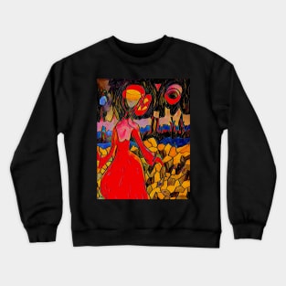 Woman in Landscape in Universe Crewneck Sweatshirt